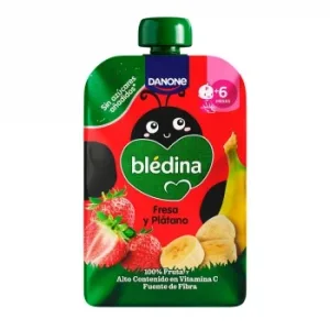 Bosita de Fresa y Plátano desde 6 Meses Danone Blédina sin Gluten y sin Azúcar Añadido 100 G.