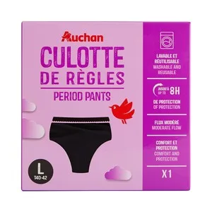 Producto Alcampo Braga Menstrual Lavable, Color Negra, Talla L (40 - 42)