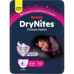 Braguitas de Noche Absorbentes para Niñas 3-4 Años 12-21 Kg Huggies DRY Nites