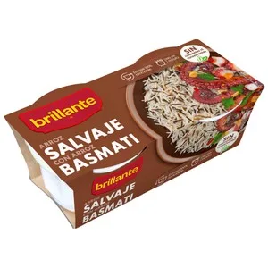 Brillante Arroz Salvaje con Arroz Basmati en Tarrina 2 X 125 Gr. 250 G