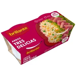 Brillante Arroz Tres Delicias en Tarrina Paquete de 2 Uds X 125 G. 250 G