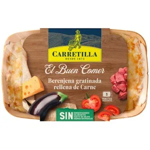 Carretilla el Buen Comer Berenjena Gratinada Rellena de Carne 350 G.