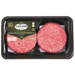 Burger Meat de Cerdo Ibérico, Elaboradas sin Gluten y sin Lactosa Legado Ibérico Selección 4 X 80 G. 360 G