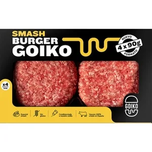 Burger Meat Smash de Vacuno 100% Español sin Gluten 4 Unidades  Goiko 360 G