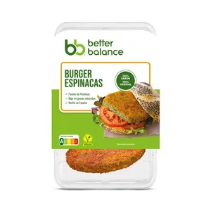 Better Balance Burger Vegetariana (0% Carne, 100% Sabor) de Espinacas 2 X 80 G. 160 G