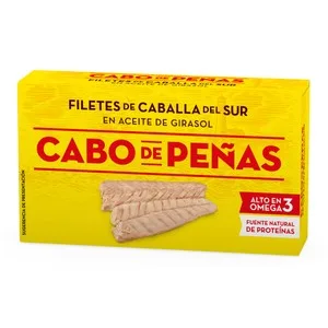 Cabo de Peñas Caballa del Sur en Aceite de Girasol en Filetes Lata de 53 G.