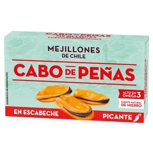 Cabo de Peñas Mejillones en Escabeche Picantes de Chile, 69 G. 45 G