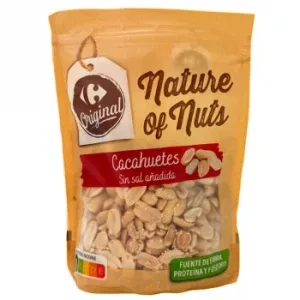 Cacahuetes Tostados y Pelados Sensation Carrefour sin Sal Añadida Doy Pack 200 G.