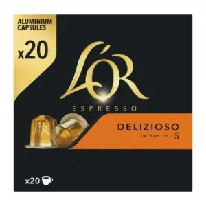 Café Cápsulas Delizioso Intensity 5 Compatible con Nespresso L´or Espresso 20 Ud.