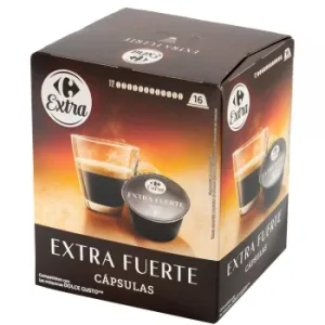 Café Cápsulas Extrafuerte Carrefour Extra Compatible con Dolce Gusto 16 Ud.