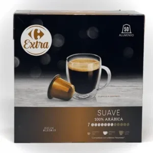 Café Cápsulas Suave Carrefour Extra Compatible con Nespresso 50 Unidades de 5,2 G.