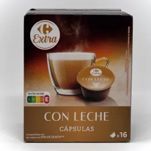 Café con Leche en Cápsulas Carrefour Compatible con Dolce Gusto 16 Unidades de 10 G.