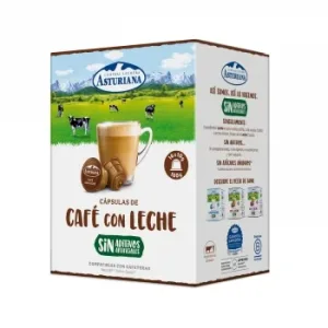 Café con Leche en Cápsulas Central Lechera Asturiana Compatible con Dolce Gusto 16 Unidades de 10 G.