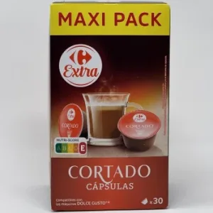 Café Cortado en Cápsulas Carrefour Compatible con Dolce Gusto 30 Unidades de 5,8 G.