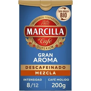 Café Descafeinado Molido Mezcla Intensidad 8  Marcilla 200 G