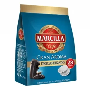 Café Descafeinado Monodosis Gran Aroma Marcilla Compatible con Senseo 28 Unidades de 7 G.