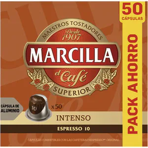 Café Espresso Intenso Intensidad 10 Pack Ahorro Cápsulas Compatibles con Máquinas Nespresso Marcilla 0.26 KG