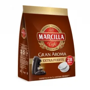 Café Extra Fuerte Monodosis Gran Aroma Marcilla Compatible con Senseo 28 Ud.