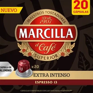 Café Extra Intenso Intensidad 13 Compatibles con Máquinas Nespresso Marcilla