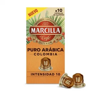 Café Puro Arábica Colombia en Cápsulas Marcilla Compatible con Nespresso 10 Unidades de 5,2 G.