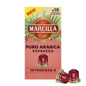 Café Puro Arábica Espresso en Cápsulas Marcilla Compatible con Nespresso 10 Unidades de 5,2 G.