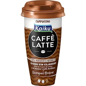 Caffé Latte Cappuccino Bebida Láctea de Café Arábica con Leche Fresca Semidesnatada y Cacao sin Gluten Vaso 230 Ml Kaiku
