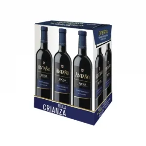 Caja de 6 Botellas de Vino Tinto Crianza Tempranillo Antaño D.o.ca. Rioja 75 Cl.