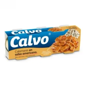 Calvo Calamares en Salsa Americana en Trozos Pack de 3 Latas de 48 G. 144 G