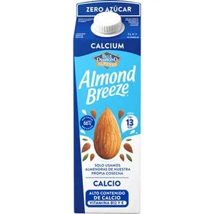 Calcio Bebida de Almendra de Alto Contenido en Calcio 66%, Zero Azúcar y Vitaminas B12 y e Almond Breeze