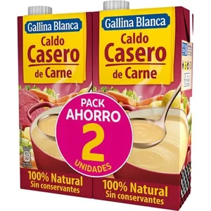 Caldo de Carne Casero 100% Natura sin Glutenl Pack 2  Gallina Blanca 1 L
