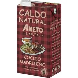 Caldo de Cocido Madrileño 100% Natural sin Gluten y sin Lactosa  Aneto 1 L