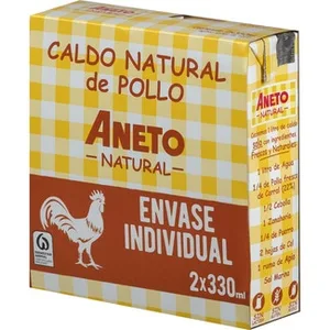 Caldo de Pollo 100% Natural sin Gluten y sin Lactosa Pack 2  Aneto 330 ML