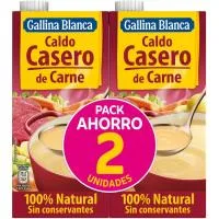 Caldo Líquido de Carne Gallina Blanca, Pack 2x1 Litro