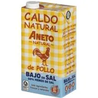 Caldo Natural de Pollo bajo en Sal Aneto, Brik 1 Litro