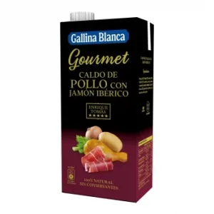 Caldo Natural de Pollo con Jamón Gourmet Gallina Blanca sin Gluten Brik 1 L.