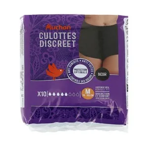 Producto Alcampo Calzoncillos de Incontencia Nocturna Negros, Ultra Absorbentes Talla M (70 - 100 Cm) 10 Uds.