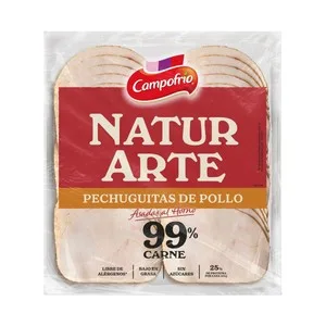 Campofrío Naturarte Pechuguitas de Pollo Asadas al Horno, Cortadas en Lonchas 90 G.