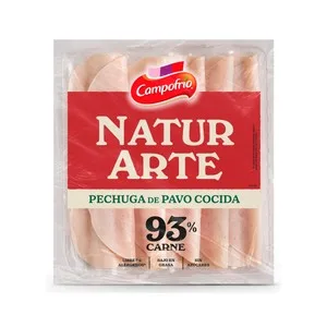 Campofrío Naturarte Pechuga de Pavo Cocida, 93% Cárnico Cortada en Lonchas 90 G. 105 G