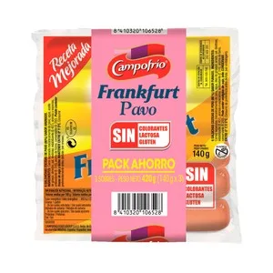 Campofrío Salchichas Cocidas y Ahumadas de Pavo Tipo Frankfurt Campofrío 3 X 140 G. 420 G