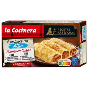 LA Cocinera Canelones de Pasta Fresca al Huevo, Rellenos de Atún MSC Recetas Maestras 530 G. 500 G