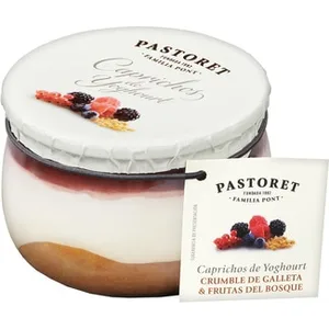 Caprichos Yogur Natural Azucarado con Crumble de Galleta y Frutas del Bosque sin Gluten Pastoret