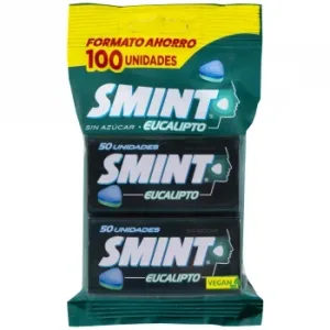 Caramelos Sabor Eucalipto Smint sin Gluten y sin Azúcar Pack de 2 Paquetes de 50 Ud.