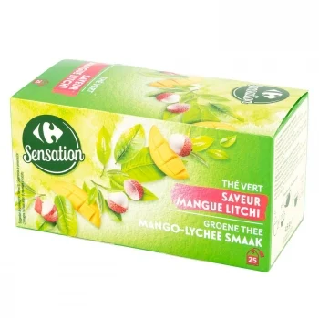 Té Verde con Mango y Lichi en Bolsitas Carrefour Sensation 25 Ud.
