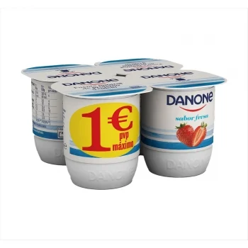Yogur Sabor Fresa Danone sin Gluten Pack de 4 Unidades de 120 G.