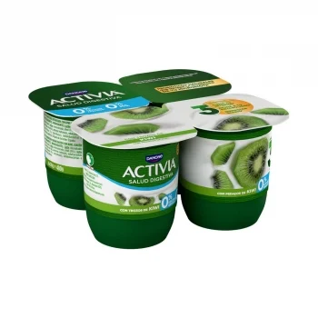 Bífidus Desnatado con Kiwi Danone Activia sin Azúcar Añadido Pack de 4 Unidades de 120 G.