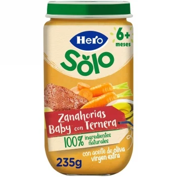 Tarrito de Zanahorias Baby con Ternera desde 6 Meses Hero Solo sin Gluten 235 G.