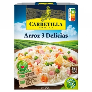 Arroz 3 Delicias Carretilla sin Gluten sin Aceite de Palma 250 G.