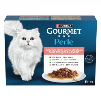 Comida Húmeda Surtido Delicias en Salsa para Gato Adulto Purina Gourmet Perle 8x85 G.