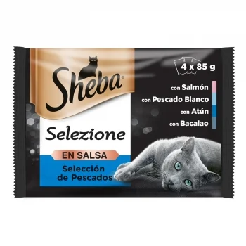 Comida Húmeda Selección Pescados en Salsa para Gatos Sheba Selezione Pack de 4 Unidades de 85 G.