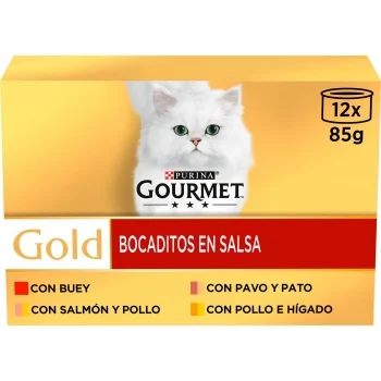 Comida Húmeda Surtido de Carne en Salsa para Gato Adulto Purina Gourmet Gold 12x85 G